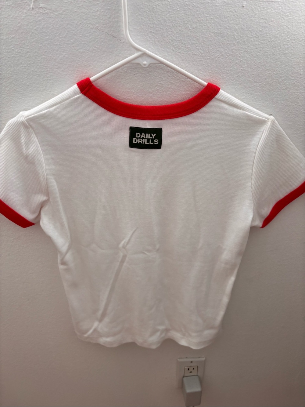Daily Drills White Tee with Red Trim